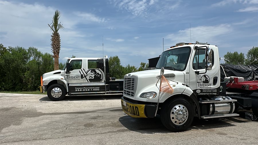 Trident Pontoons branded commercial truck fleet